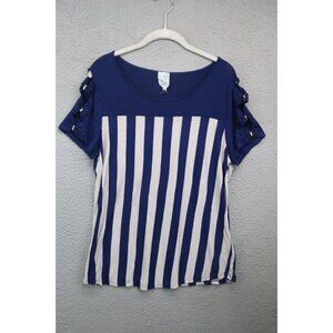 Naif Anthropologie Short Sleeve Cut Out Striped Tunic-Size PL-Preppy